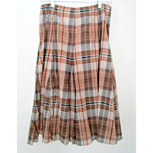 Jones New York Signature Flared Midi Skirt Sz 6 Brown Plaid Academia Lined